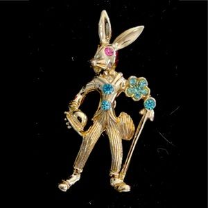Vintage Dapper Gentleman Bunny Rabbit Pin